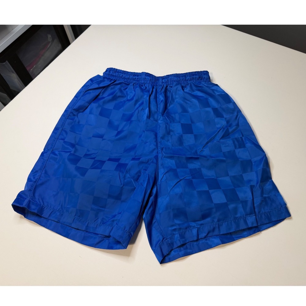 Prostar Blue Checkerboard Soccer Shorts Mens XS Elastic Waist Athletic